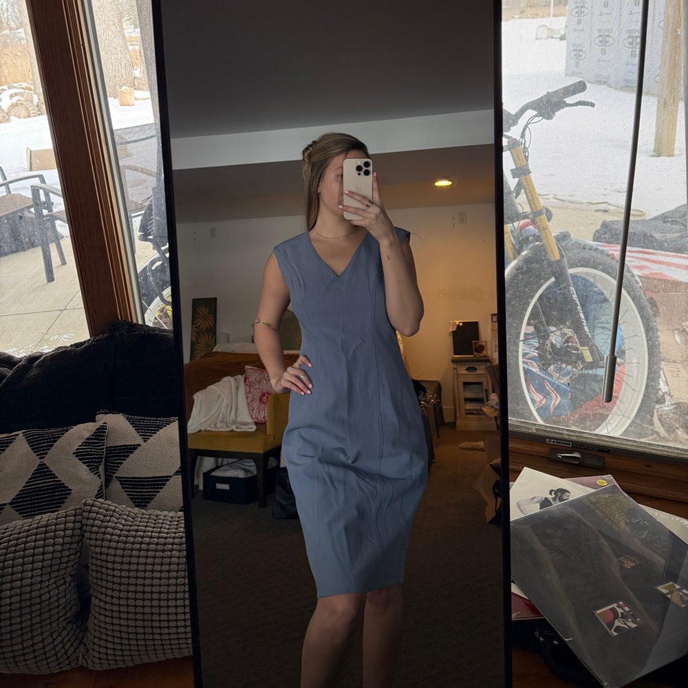 White House Black Market Blue Sleeveless Dress